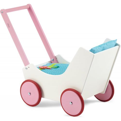  HABA Doll Pram Flowers - Wooden Doll Buggy with Bedding (Made in Germany)