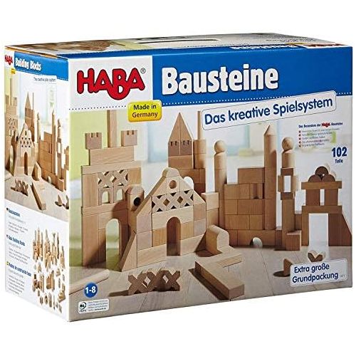  HABA Basic Building Blocks 102 Piece Extra Large Wooden Starter Set (Made in Germany)