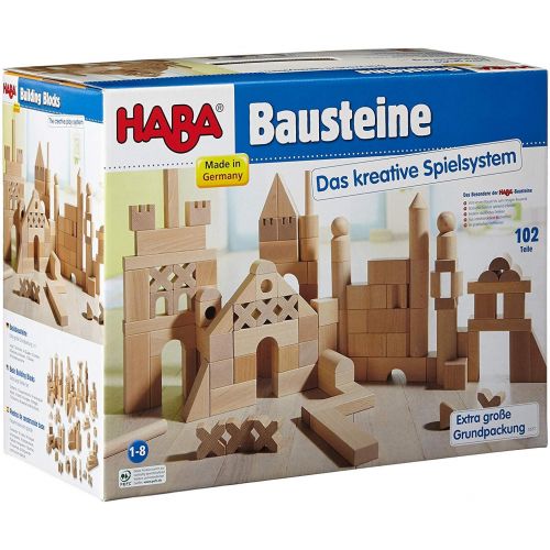  HABA Basic Building Blocks 102 Piece Extra Large Wooden Starter Set (Made in Germany)