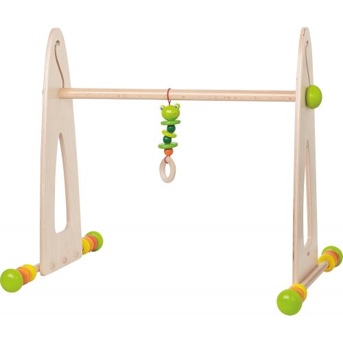  HABA Color Fun Play Gym - Wooden Activity Center with Adjustable Height, Sliding Discs and Dangling Frog