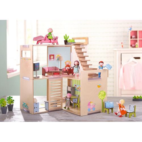  HABA Little Friends Dollhouse Villa Spring Morning - Modern and Modular with 3 Levels & Staircase