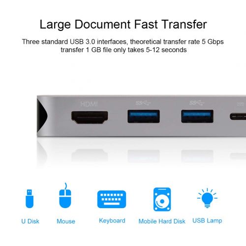 HAGIBISTECH USB C Hub, Hagibis 10 in 1 Type-C Hub with Gigabit Ethernet Port, USB C to 3 USB 3.0 Ports, 4K HDMI, VGA, SD/TF Card Reader, Type-C PD Charging and AUX Port for MacBook Pro and Oth
