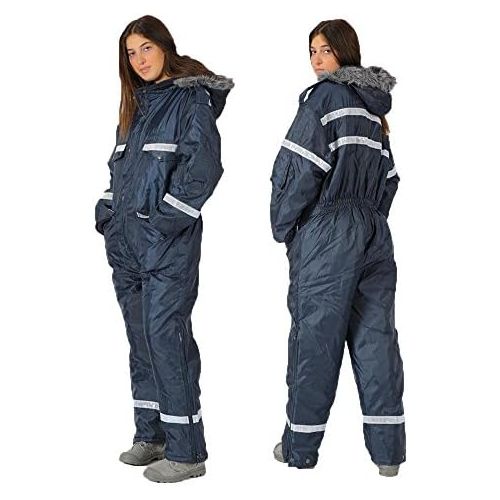  HAGOR Unisex Navy Blue Snowsuit Winter Clothing Snow Ski Suit Coverall Insulated Suit with Reflector