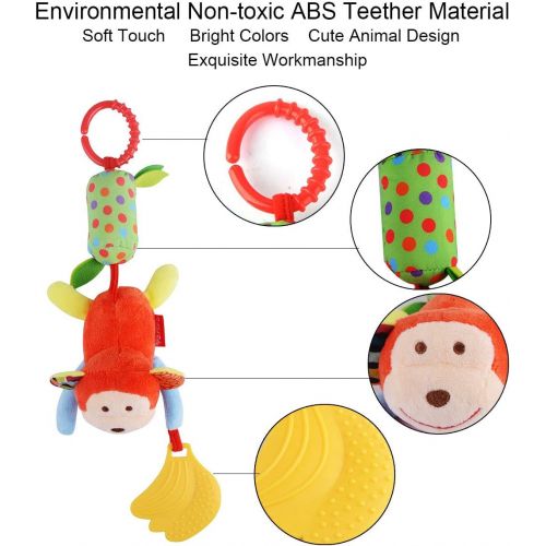  HAHA Baby Toys for 0 3 6 9 to 12 Months, Soft Hanging Crinkle Squeaky Sensory Learning Toy Infant Newborn Stroller Car Seat Crib Travel Activity Plush Animal Wind Chime with Teethe