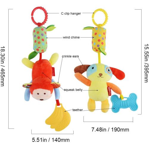  HAHA Baby Toys for 0 3 6 9 to 12 Months, Soft Hanging Crinkle Squeaky Sensory Learning Toy Infant Newborn Stroller Car Seat Crib Travel Activity Plush Animal Wind Chime with Teethe