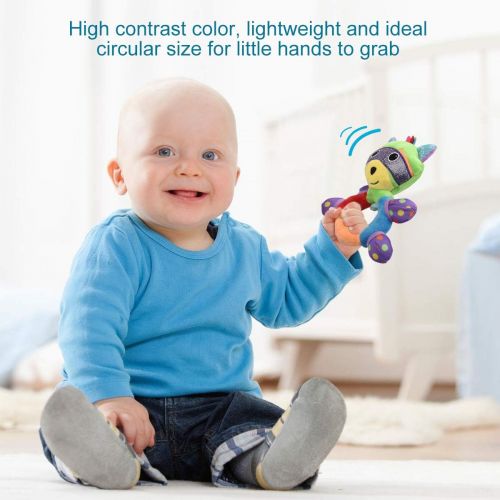  [아마존베스트]HAHA Baby Teething Rattle Toys, Infant Girl Boy Learning Toy Newborn Soft Handbell Grab Shaker Crinkle Squeaky Sensory Travel Accessories for 0 3 6 9 12 Months Old