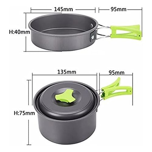  HAHFKJ Portable Camping Tableware Cooking Set Outdoor Cookware Pan Pot Bowl Spoon Utensils for Hiking Picnic Travel Wild Campismo (Color : A)