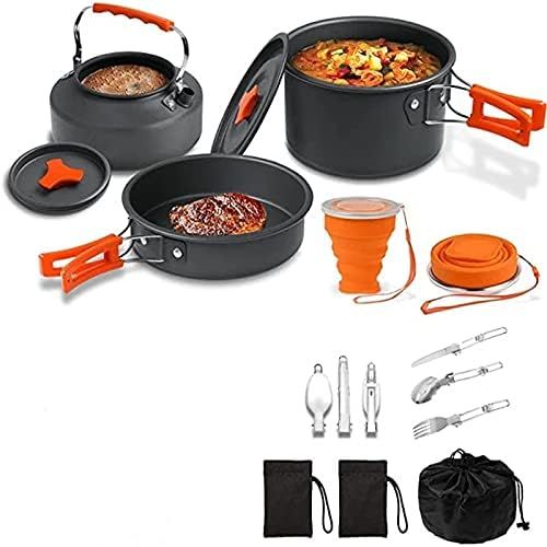  HAHFKJ Camping Cooking Cookware Mess Kit Outdoor Ultralight Non Stick Pots Pan Kettle Folding for Backpacking Picnic Hiking (Color : B)