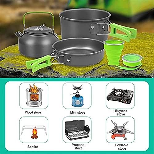 HAHFKJ Camping Cooking Cookware Mess Kit Outdoor Ultralight Non Stick Pots Pan Kettle Folding for Backpacking Picnic Hiking (Color : B)
