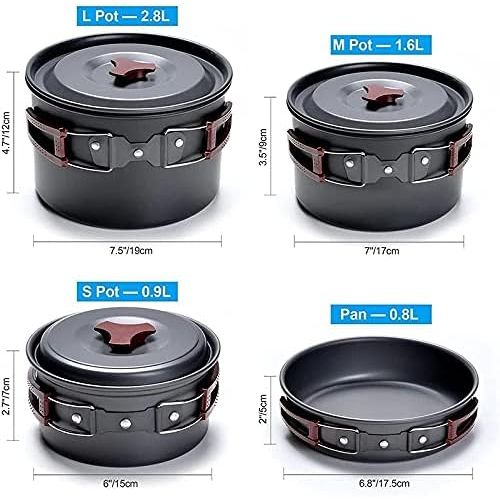  HAHFKJ 4-5 Persons Outdoor Cookware Sets Camping Tableware Aluminum Pan Pans Plates Bowls Cooking Set for Travel Picnic Hiking