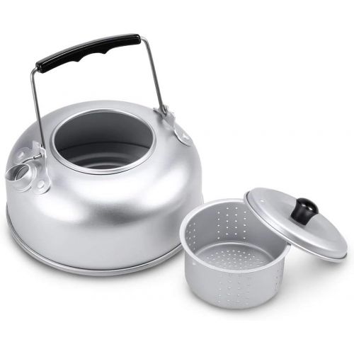 HAHFKJ Portable Outdoor Camping Cookware Set Lightweight Anodized Aluminum Cookset Cooking Pot Pan Tea Kettle Set with Handle