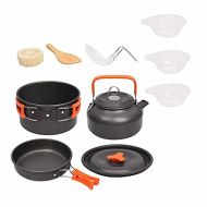 HAHFKJ Camping Cookware Kit Outdoor Aluminum Cooking Set Water Kettle Pan Pot Travelling Hiking Picnic BBQ Tableware Equipment (Color : A)