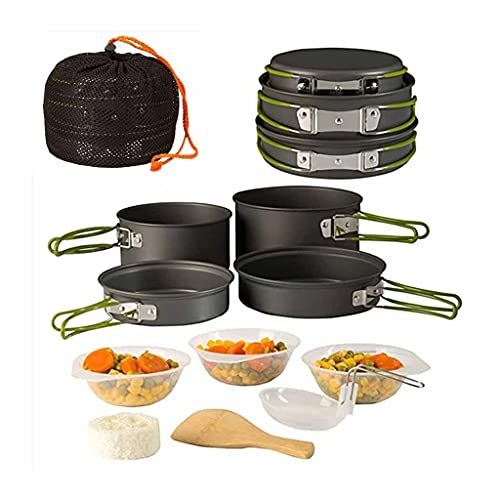  HAHFKJ Camping Cookware Mess Kit Backpacking Gear Hiking Lightweight Outdoors Cooking Equipment