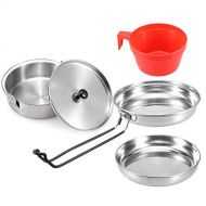 HAHFKJ Camping Cookware Set with Pot Frypan Lid Water Cup Camping Frypan Outdoor Pot Portable Hiking Backpacking Outdoor Cooking Set