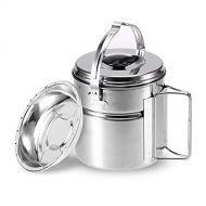 HAHFKJ Outdoor Hiking Camping Cookware Set Stainless Steel Handle Camping Pot Cooking Tableware Picnic Set Pot Dinnerware