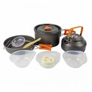 HAHFKJ Camping Cookware Kit Aluminum Cooking Utensils Set Water Kettle Pan Pot BBQ Travel Picnic Equipment Outdoor Cook Supplies (Color : A)