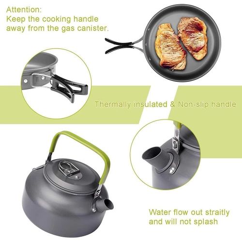  HAHFKJ Camping Cookware Kit Aluminum Cooking Utensils Set Water Kettle Pan Pot BBQ Travel Picnic Equipment Outdoor Cook Supplies (Color : A)