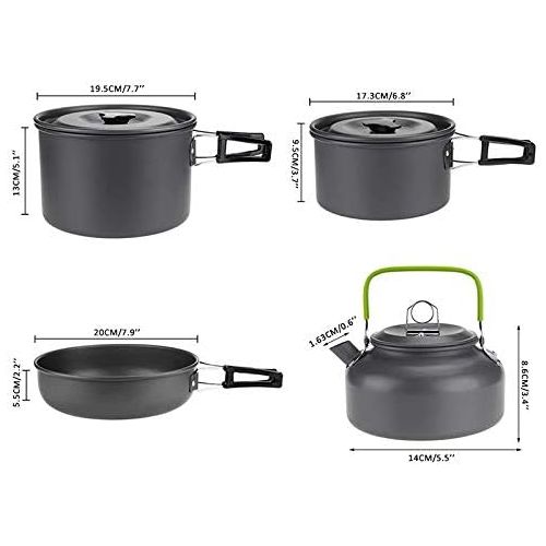  HAHFKJ Camping Cookware Kit Lightweight Backpacking Cooking Set Picnic Pots and Pans for Camping Backpacking Outdoor Cookware Tool