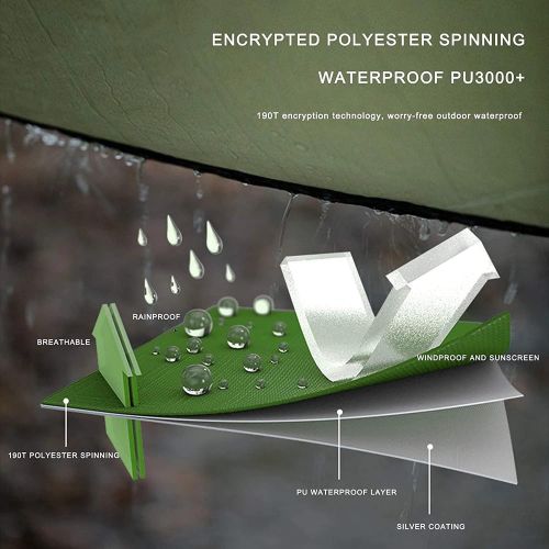  HAHFKJ Large Hammock Waterproof Rain Fly Tent Tarp Lightweight Portable Waterproof Ripstop Easily Fold Sun Shelter Protection