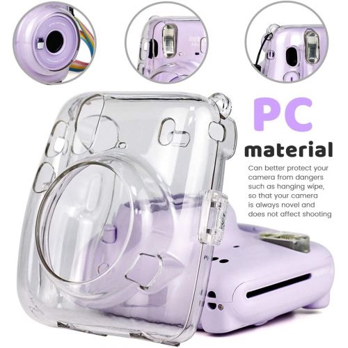  HAIFT Protective Clear Case for Fujifilm Instax Mini 11, Crystal Camera Case with Adjustable Rainbow Shoulder Strap for Fujifilm Instax Mini 11