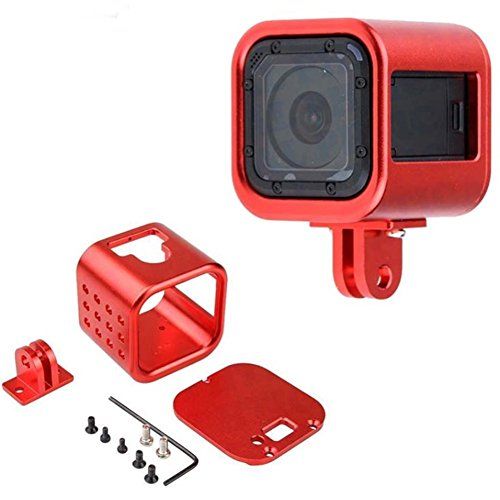  HAIFT CNC Aluminum Alloy Housing Sport Camera Shell Box Frame Mount Prevent Overheating Case for GoPro Hero 5 Session/Hero 4 Session (Red)