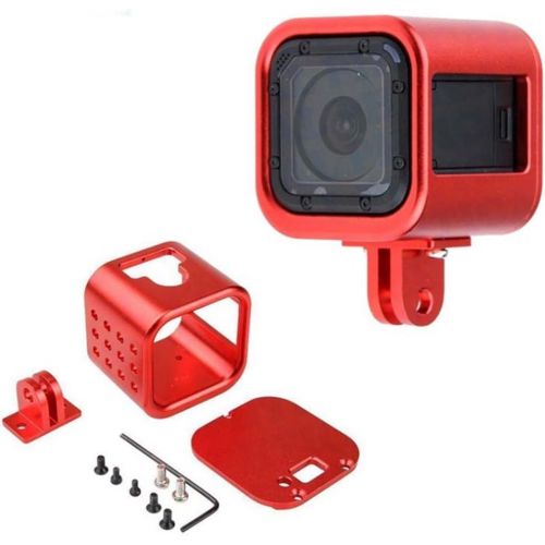  HAIFT CNC Aluminum Alloy Housing Sport Camera Shell Box Frame Mount Prevent Overheating Case for GoPro Hero 5 Session/Hero 4 Session (Red)