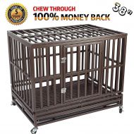 HAIGE PET Your Pet Nanny Heavy Duty Dog Crate Cage Kennel Playpen Large Strong Metal for Large Dogs Cats with Two Prevent Escape Lock and Four Lockable Wheels
