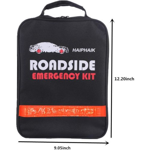  HAIPHAIK Emergency Roadside Toolkit - Multipurpose Emergency Pack Car Premium Road Kit Essentials Jumper Cables Set 11.8 Foot (Upgrade) Emergency Roadside Kit 124 Pieces