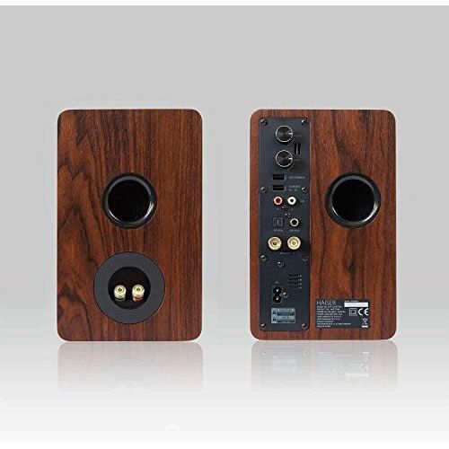  [아마존베스트]-Service-Informationen HAISER HSR 120 BT Pro 60 Watt RMS Active Studio Speaker Pair with Bluetooth NFC USB Boxes Neodymium Active Speaker System Shelf Speaker PC Speaker with Remote Control TS