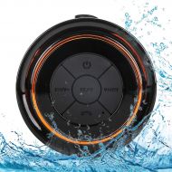 Bluetooth Shower Speakers, HAISSKY Portable Wireless Waterproof Speaker with FM Radio & Suction Cup, Pairs Easily to Your Bluetooth Devices - Phones, Tablets, Computer (Black & Ora