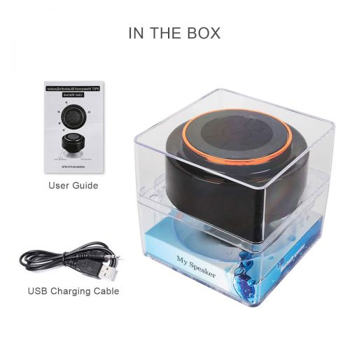  Bluetooth Shower Speakers, HAISSKY Portable Wireless Waterproof Speaker with FM Radio & Suction Cup, Pairs Easily to Your Bluetooth Devices - Phones, Tablets, Computer (Black & Ora