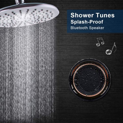  Bluetooth Shower Speakers, HAISSKY Portable Wireless Waterproof Speaker with FM Radio & Suction Cup, Pairs Easily to Your Bluetooth Devices - Phones, Tablets, Computer (Black & Ora