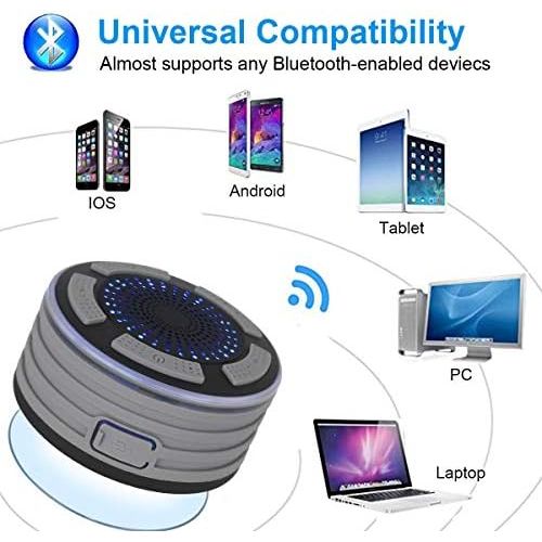  [아마존베스트]-Service-Informationen Waterproof Wireless Bluetooth Shower Speaker Shower FM Radio LED Lighting Shower Speaker MP3Uses for Boat/Car/Bath/Pool/Beach/Outdoor blue