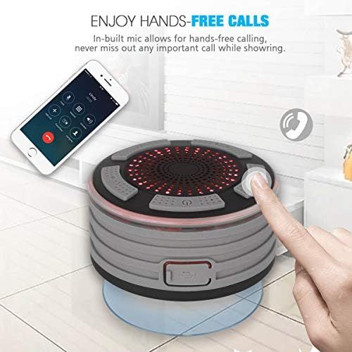  [아마존베스트]-Service-Informationen Waterproof Wireless Bluetooth Shower Speaker Shower FM Radio LED Lighting Shower Speaker MP3Uses for Boat/Car/Bath/Pool/Beach/Outdoor blue