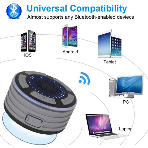  [아마존베스트]-Service-Informationen Waterproof Wireless Bluetooth Shower Speaker Shower FM Radio LED Lighting Shower Speaker MP3Uses for Boat/Car/Bath/Pool/Beach/Outdoor blue