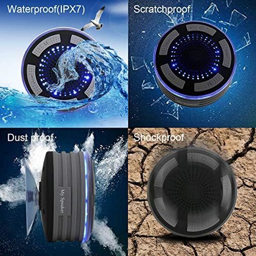  [아마존베스트]-Service-Informationen Waterproof Wireless Bluetooth Shower Speaker Shower FM Radio LED Lighting Shower Speaker MP3Uses for Boat/Car/Bath/Pool/Beach/Outdoor blue
