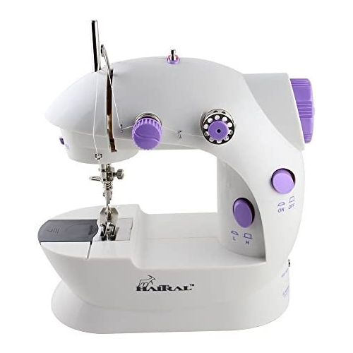  HAITRAL Portable Sewing Machine Adjustable 2-Speed Double Thread Electric Crafting Mending Machine with Foot Pedal