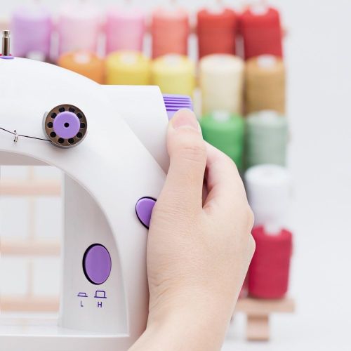  HAITRAL Portable Sewing Machine Adjustable 2-Speed Double Thread Electric Crafting Mending Machine with Foot Pedal