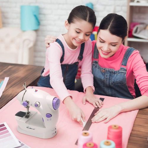  HAITRAL Portable Sewing Machine Adjustable 2-Speed Double Thread Electric Crafting Mending Machine with Foot Pedal