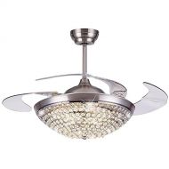 HAIXIANG Modern Crystal Remote Control Metal Ceiling Fan Lamp 42-inch Lighting Fan Chandelier Led Lights Fixture