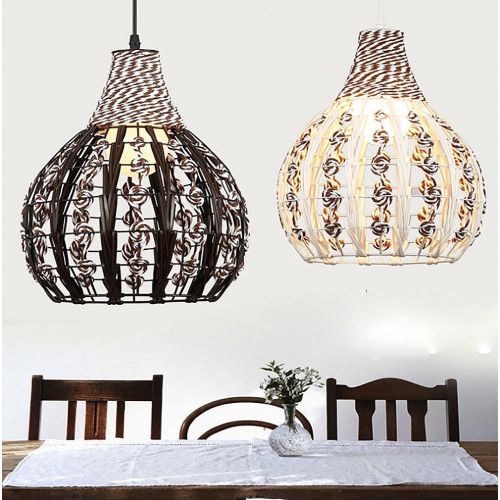  HAIXIANG Tropical Bamboo Chandelier Wicker Rattan Lamp Shades Weave Hanging Light DIY