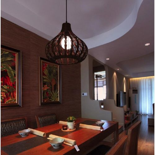  HAIXIANG Tropical Bamboo Chandelier DIY Wicker Rattan Lamp Shades Weave Hanging Light Coffee Color