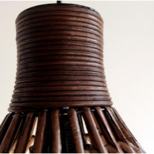  HAIXIANG Tropical Bamboo Chandelier DIY Wicker Rattan Lamp Shades Weave Hanging Light Coffee Color