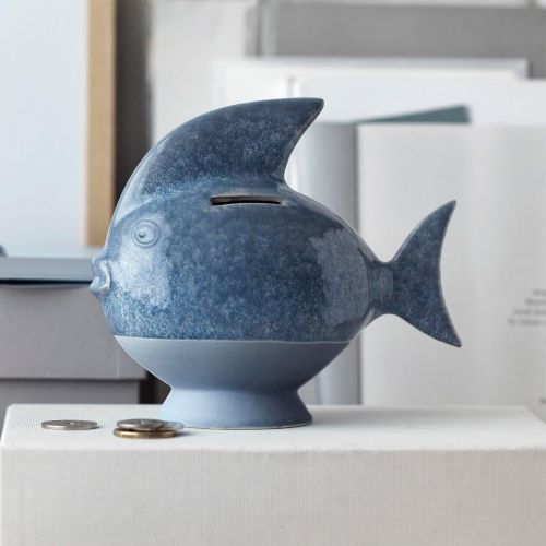  Kahler Fishy Geldspardose, Keramik, blau, 17cm
