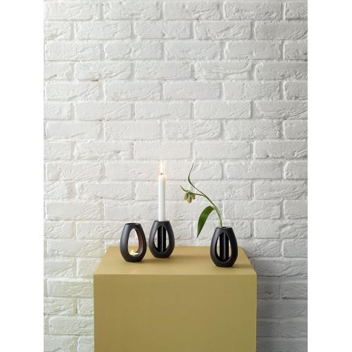  Kahler Kokong Kerzenhalter, Keramik, schwarz, 17,2cm