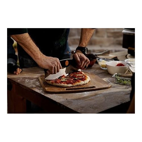  HALO Cook & Serve Pizza Kit | Premium Stainless-Steel Peel | Mezzaluna Style Pizza Cutter | Bamboo Cutting Boards | Quality Pizza Tongs