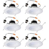 HALO 6 inch Recessed LED Can Light - Retrofit Ceiling & Shower Downlight - 3000K - Baffle White Trim (6 Pack)