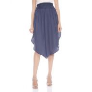 HALSTON HERITAGE Smocked-Waist Crinkle Midi Skirt