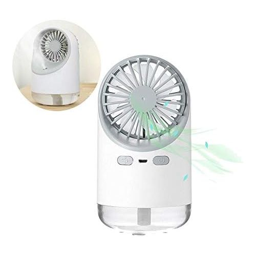  [아마존베스트]Hamkaw Mini Portable Fan with Spray Water 3 in 1 Multifunctional Silent Rechargeable Night Light Convenient for Home/Office/Camping/Car - White