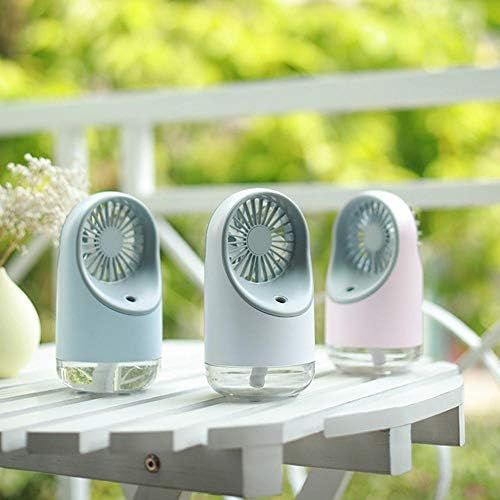  [아마존베스트]Hamkaw Mini Portable Fan with Spray Water 3 in 1 Multifunctional Silent Rechargeable Night Light Convenient for Home/Office/Camping/Car - White